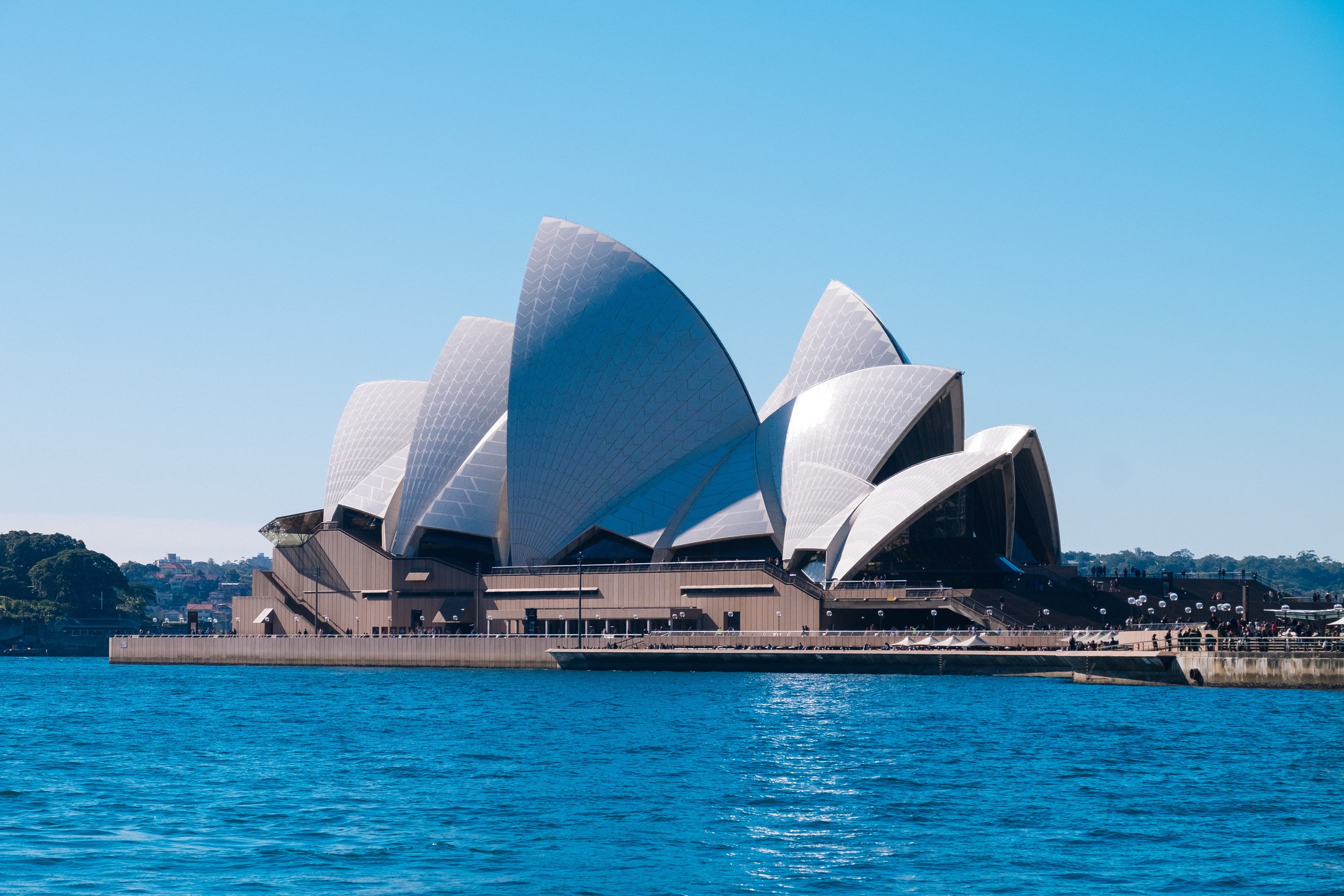 Sydney Opera House across the blue harbour